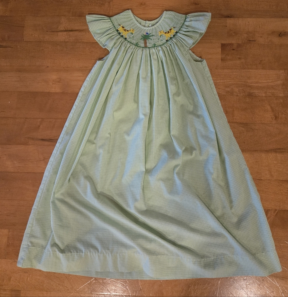 Green Floral Embroidered Kids Dress